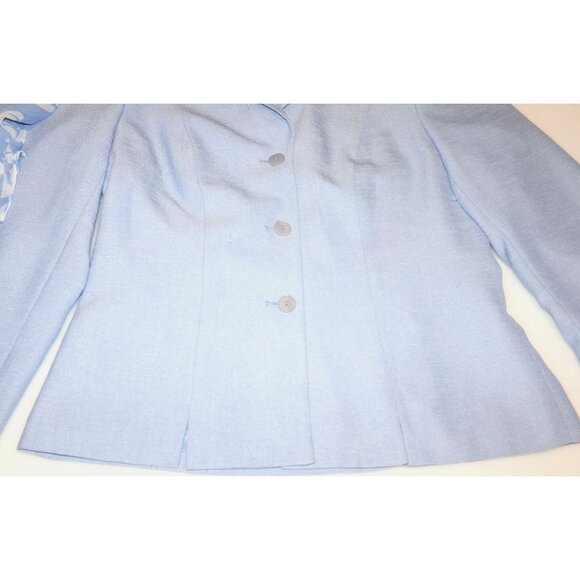 Collections For Le Suit Light Blue Button-Up Blazer With Sheer Scarf Office Sire - Picture 4 of 7